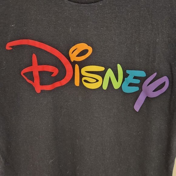Disney Pride T-shirt Black Rainbow Colorful Minimalist Logo Tee - Size S - Picture 3 of 4